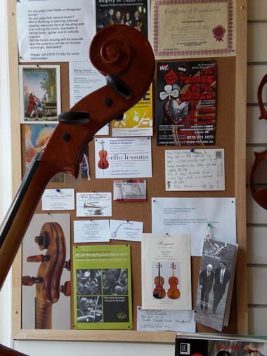 image of notice board at the Old Violin Workshop in Hampton Hill